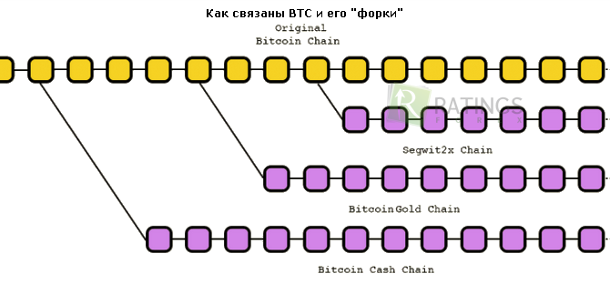 Биткоин и его форки на рынке