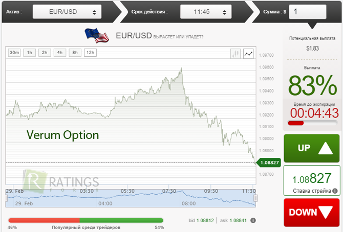 Verum Option с 100 долларами